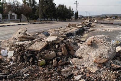 Israeli troops partially destroyed a road in Al Salaam City, southern Syria, at a makeshift demarcation point leading to areas now under Israeli military control. Matt Kynaston / The National