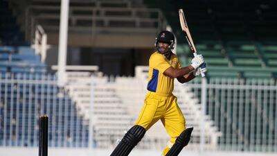 Mohammed Shahzad of Danube Lions shown during the Bukatir League final on Monday. Pawan Singh / The National
