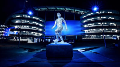 Manchester City unveil a statue of club legend David Silva at the Etihad Stadium. Courtesy Manchester City FC