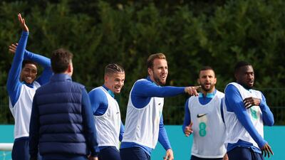 England's players were in good spirits on Monday afternoon as they prepared to face Italy at Wembley. AFP