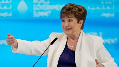International Monetary Fund managing director Kristalina Georgieva at the World Government Summit at Dubai Expo 2020 last month. AP