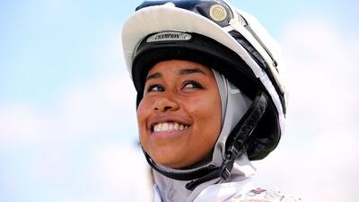 She is Britain's first female hijab-wearing jockey.