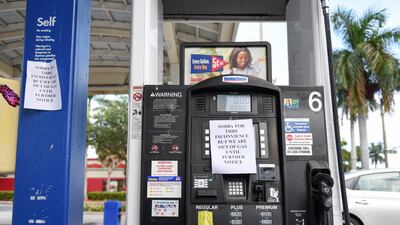 A sign informs customers that no fuel is available at a Marathon Petroleum Corp. gas station in Hollywood, Florida. Bloomberg
