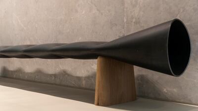 Jakob Jorgensen’s ‘Faba’ steel and wood bench. Antonie Robertson / The National