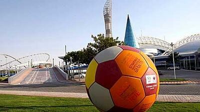 A giant ball in front of the Aspire Academy of Sports Excellence in Doha. Qatar’s bid to bring the 2022 World Cup to the Middle East could be scuppered by soaring summer tempeatures.