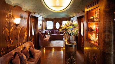 The carriage evokes cinema's Art Deco heyday through its design