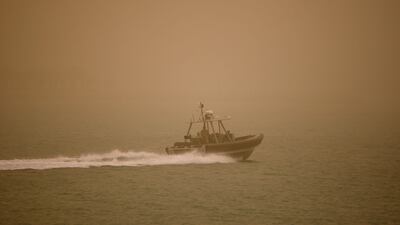 Visibility at sea was limited as sand storms blanket Abu Dhabi. Sammy Dallal / The National