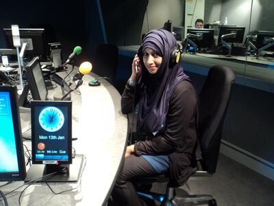 Tasnim at work ready to speak on radio. Courtesy: Tasnim Nazeer