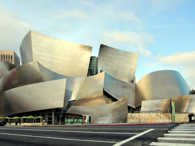The stainless steel panels of the Walt Disney Concert Hall resemble sails. Getty Images
