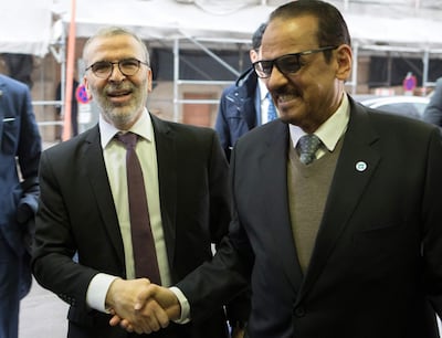 Libya's Mustafa Sanalla, Chairman of the National Oil Corporation (L), has warned the effects of the oil shutdown could last years. AFP