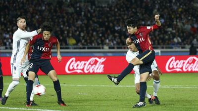 Kashima Antlers’ Gaku Shibasaki scores their first goal for 1-1. Kim Kyung-hoon / Reuters