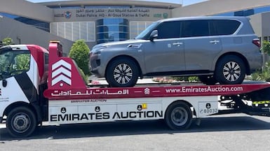 Dubai Police have released an image of the vehicle being taken away. Photo: Dubai Police