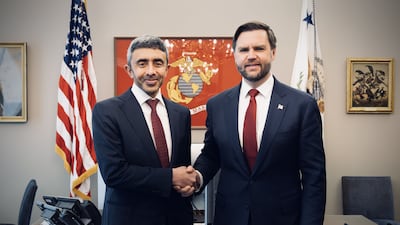 Sheikh Abdullah with US Vice President JD Vance. Wam