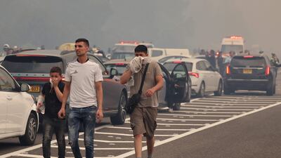 People affected by smoke near Bet Shemesh. AFP