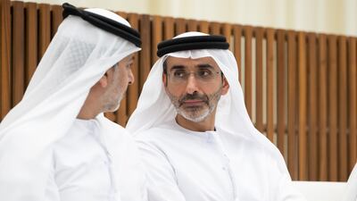 Sheikh Diab bin Zayed and Sheikh Omar bin Zayed, Deputy Chairman of the Board of Trustees of Zayed bin Sultan Al Nahyan Charitable and Humanitarian Foundation