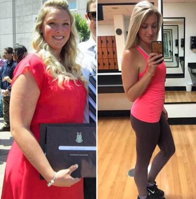 Before and after shot of a client of Kayla Itsines.