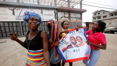 Supporters of George Weah celebrate after the announcement of the presidential election results in Monrovia, Liberia on December 28, 2017. Thierry Gouegnon / Reuters