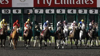 The ‘Arabian Adventures’ race kicks off at Meydan Racecourse in November last year. Experts disagree with a point of view that horses on the outside gates are at a disadvantage.