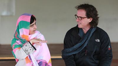 Pakistani activist Malala Yousafzai with Davis Guggenheim, director of a documentary on the teen who fought back from gunshot wounds to the head, inflicted by a Taliban hitman, to take centre stage as spokeswoman for girls’ rights to education and Nobel Peace laureate. Courtesy Bob Richman