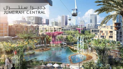 The Jumeirah Central project will have a multi-modal transport network that includes aerial gondolas, more than 1 million square feet of climate-controlled arcades and a cycling network that will spread through 33 parks and open-air spaces. WAM