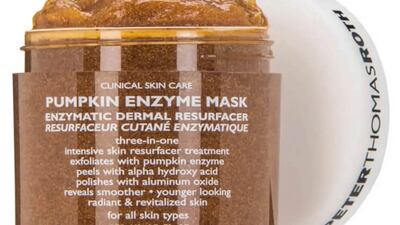 Pumpkin enzyme and alpha hydroxy acid gently exfoliate and peel in this microdermabrasion Peter Thomas Roth mask; Dh250 from Lookfantastic.ae