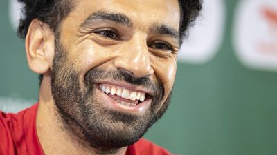 Egypt's forward Mohamed Salah is all smiles. AFP