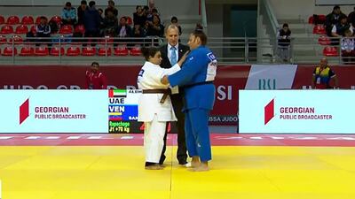 Maryam Al Dhanhani in a Para judo competition in Georgia in May, the most recent championship before the Paris Paralympics. Photo: Mouh Al Mouh