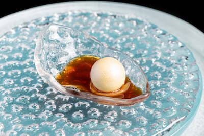 Oyster pearl with lychee. Photo: Tresind Studio