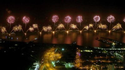 Fireworks light the sky around Kuwait’s landmark towers during celebrations marking 55th anniversary of its independence. Yasser Al Zayyat / AFP Photo