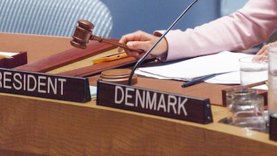 President of the UN Security Council, Ambassador Christina Markus Lassen of Denmark, presides over a UN Security Council meeting in New York. EPA