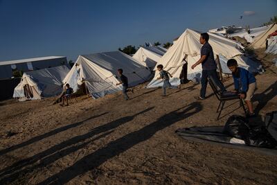 A UN camp for Palestinians displaced by the Israeli bombardment of Gaza, in Khan Younis, near the blockaded enclave's border with Egypt. AP