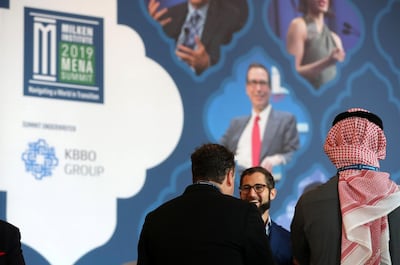 Delegates attending the Milken Institute MENA Summit 2019. Pawan Singh / The National