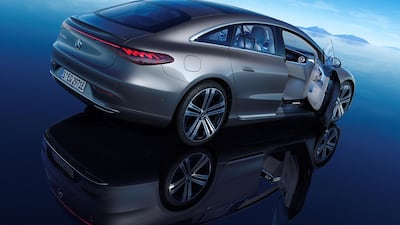 The EQS has rear-wheel steering, to make the car more stable at high speeds.