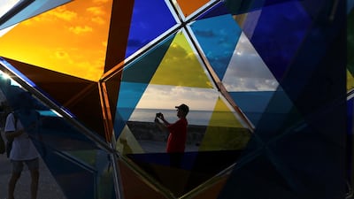 An installation by Spanish artist David Magan on the Malecon, during the 13th Havana Biennial, in Cuba. REUTERS