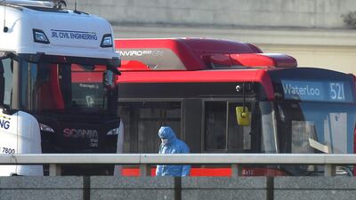 A forensic officer investigates the scene of the London Bridge stabbing attack in November 2019 in London, England. Getty Images
