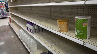 Empty shelves in the baby formula aisle of a store in Albany, California this week. Bloomberg