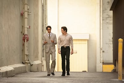 Matthew Goode as Robert Evans and Miles Teller as Albert S Ruddy in 'The Offer'. Photo: Paramount Pictures