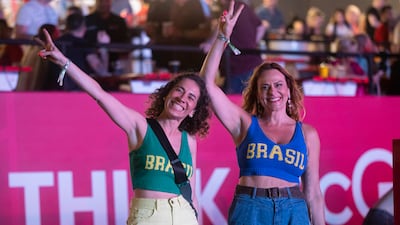 Fans waiting for the game of FIFA World Cup in Qatar at the McGettigans football fan zone, Dubai Media City. Ruel Pableo for The National