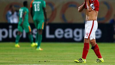 Hossam Ghaly, captain of Egypt's Al Ahly, reacts after Jesse Were of Zambia's Zesco United scored the team's second goal. Amr Abdallah Dalsh / Reuters / August 12, 2016