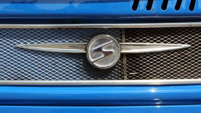 The logo of VEB Sachsenring, maker of the Trabant automobile. Adam Berry / Getty Images