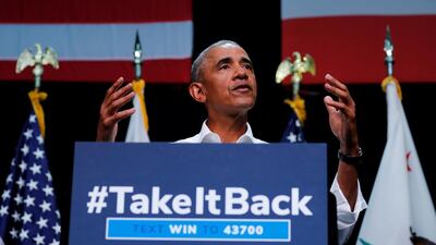Former US President Barack Obama speaks at a rally for California Democratic candidates, September 8, 2018. Reuters