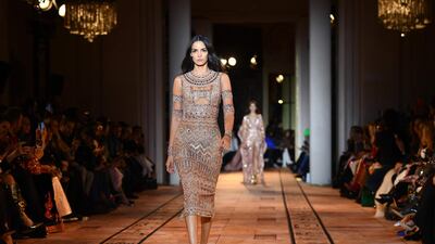 A look by Zuhair Murad during his spring / summer 2020 haute couture show in Paris, on January 22, 2020. AFP