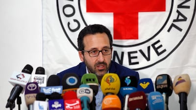 Robert Mardini speaks at a press conference in the Yemeni capital Sanaa in July 2017, when he was head of Red Cross Middle East and North Africa operations. AFP
