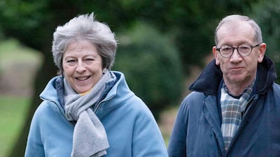British Prime Minister, Theresa May and her husband Philip attend Sunday morning prayers at her local church in Maidenhead, Britain, 13 January 2019. EPA