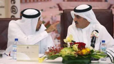 Abdul Aziz al Ghurair, speaker of the Federal National Council and Mohammed al Mazrouei, Secretary General of the FNC.