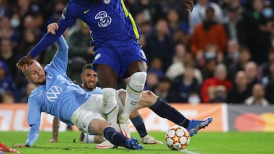 Romelu Lukaku is tackled by Malmo's Lasse Nielsen resulting in a penalty awarded to Chelsea in their Champions League clash on Thursday. Reuters