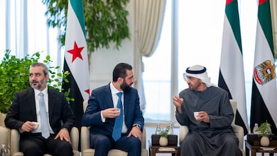 Sheikh Mohamed speaks with Mr Al Shara