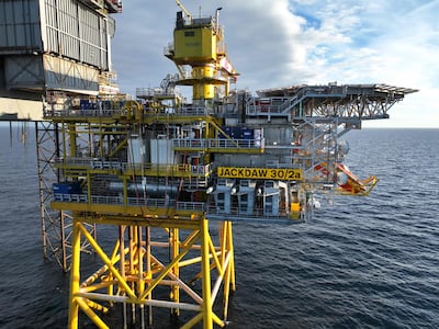 Jackdaw gas production platform in the North Sea could provide six per cent of UK gas needs. Handout / Adura / AFP