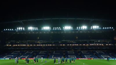 A general view of Ajax's training session at Stamford Bridge. PA