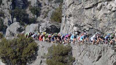 The pack rides during final stage of the Paris-Nice cycling race, in Nice, France. Eric Feferberg / AFP / March 16, 2014.